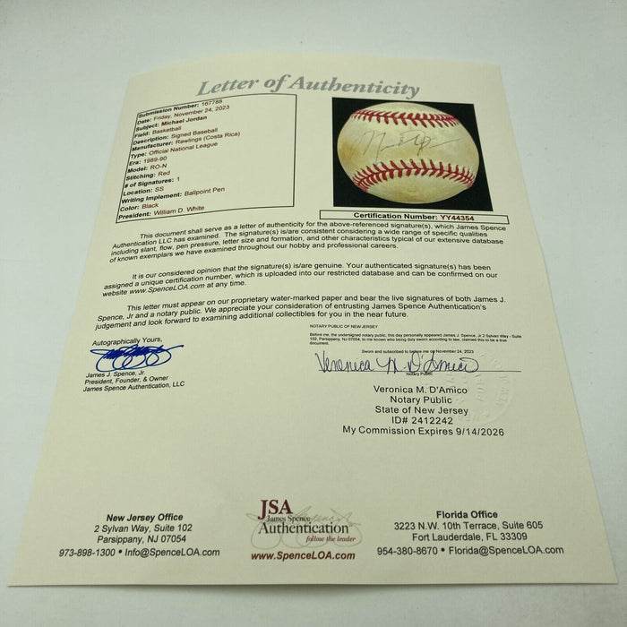 Michael Jordan Signed 1989 Official National League Baseball JSA COA