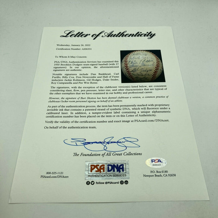 Jackie Robinson Roy Campanella 1950 Brooklyn Dodgers Signed Baseball PSA DNA COA