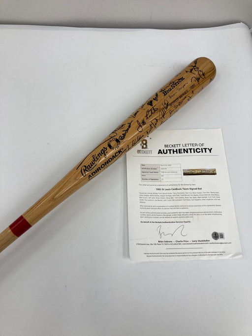 1985 St Louis Cardinals NL Champs Team Signed World Series Baseball Bat Beckett