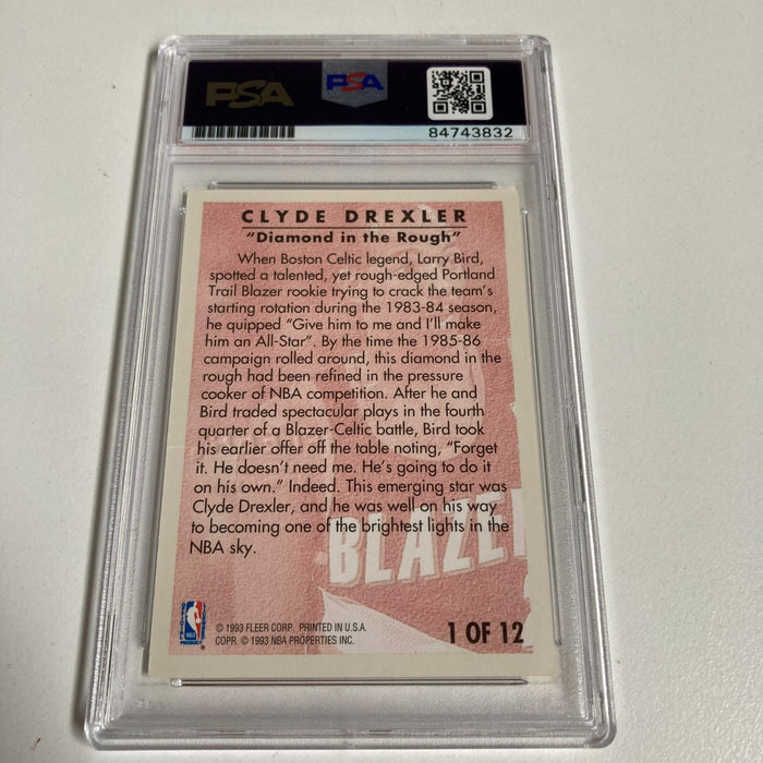 1993-94 Fleer Clyde Drexler Signed Promo Card With Fleer Stamp PSA DNA RARE