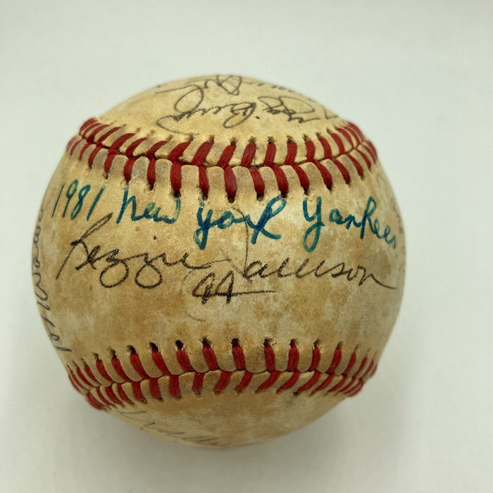 1981 New York Yankees AL Champs Team Signed Baseball Reggie Jackson