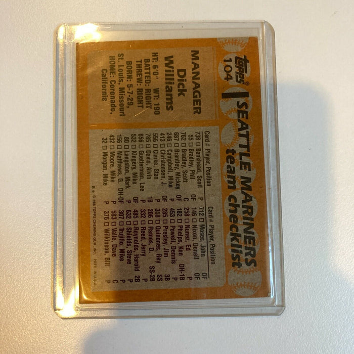 1988 Topps Dick Williams Signed Autographed Baseball Card