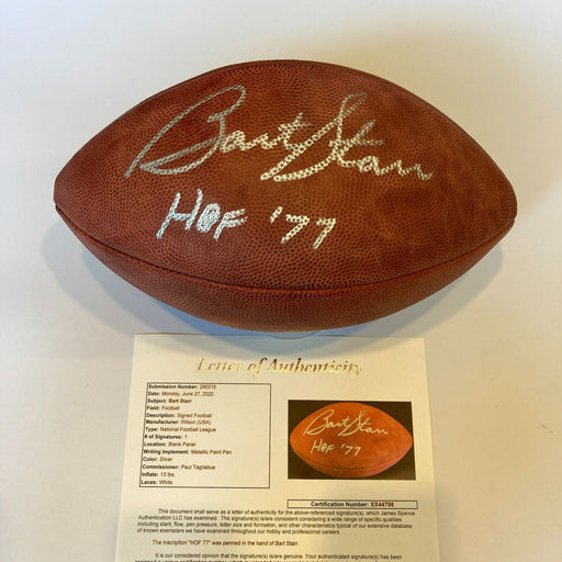 Bart Starr Hall Of Fame 1977 Signed Wilson Official NFL Football JSA COA