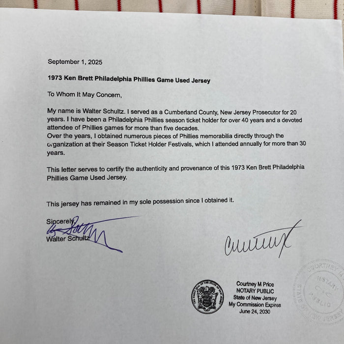 Ken Brett 1973 Game Used Philadelphia Phillies Jersey MEARS A9 The Finest