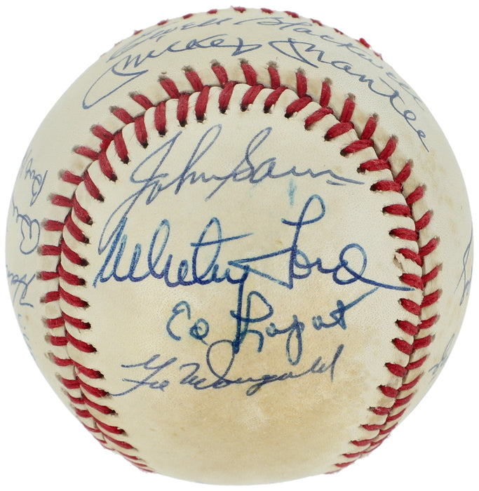 1953 New York Yankees World Series Champs Team Signed Baseball Mickey Mantle BAS