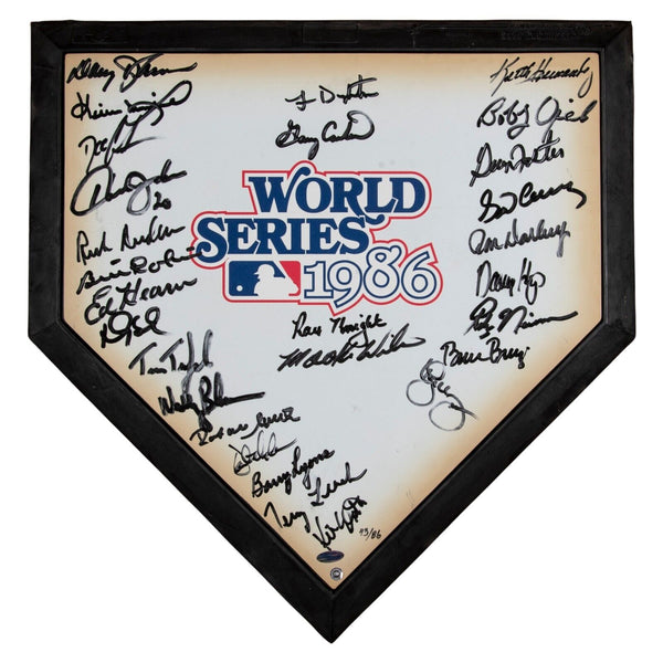 1986 New York Mets World Series Champs Team Signed Home Plate Steiner COA