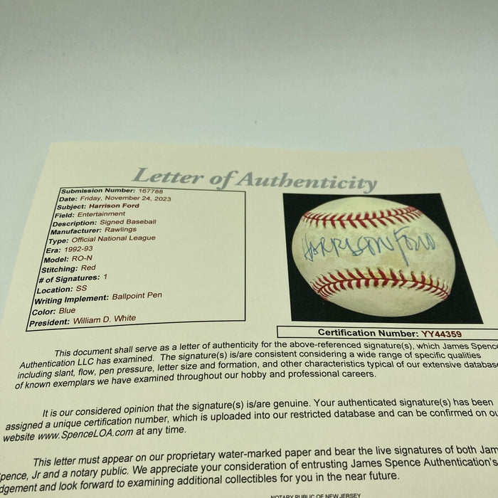 Harrison Ford Single Signed Official National League Baseball JSA COA