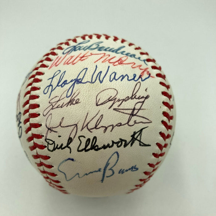 Freddie Lindstrom Ernie Banks Lloyd Waner HOF Multi Signed Baseball JSA COA