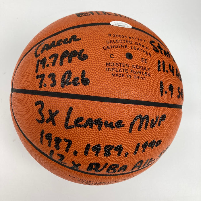 Magic Johnson Signed Heavily Inscribed STATS Basketball 18/32 JSA & Steiner COA