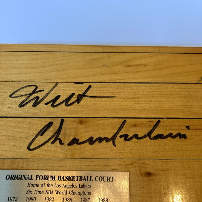 Wilt Chamberlain Signed Los Angeles Lakers Forum Game Used Floor JSA COA