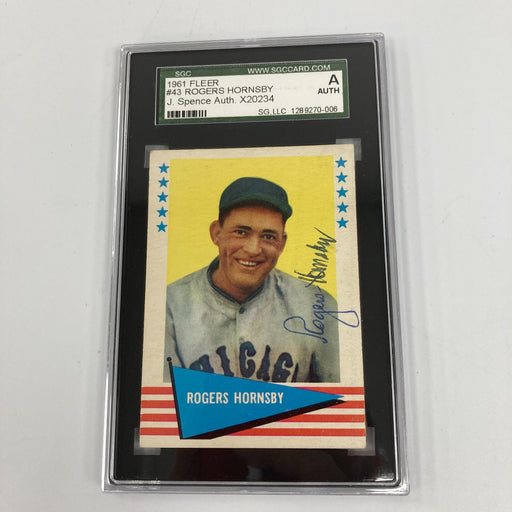 1961 Fleer Rogers Hornsby Signed Autographed Baseball Card #43 SGC JSA Certified