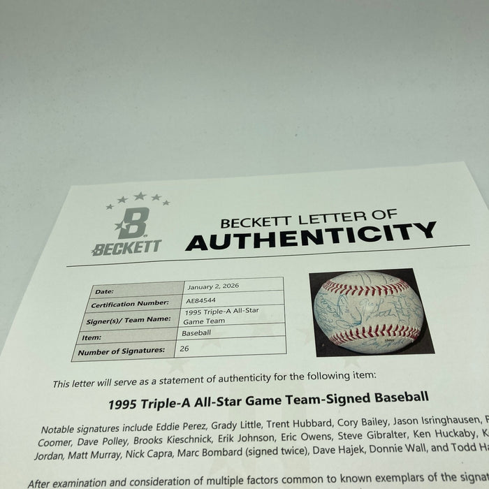 1995 Minor League Triple-A All Star Game Team Signed Baseball 26 Sigs Beckett