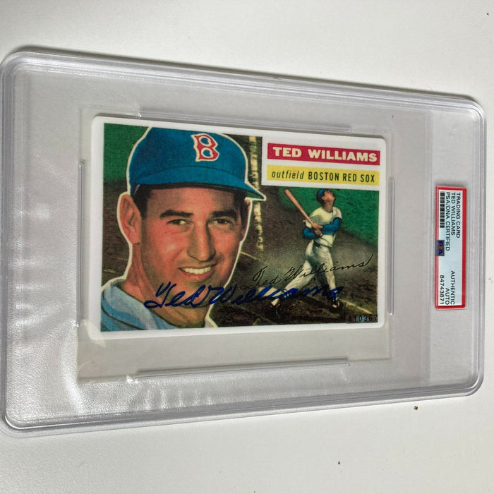 Beautiful 1956 Topps Ted Williams Signed Large Porcelain Card PSA DNA COA