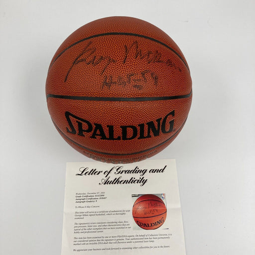 George Mikan HOF 1959 Signed Spalding NBA Basketball PSA DNA Graded 9 MINT