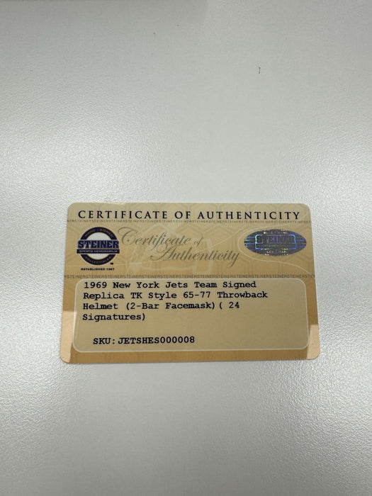 1969 New York Jets Super Bowl Champs Team Signed Authentic Game Helmet Steiner