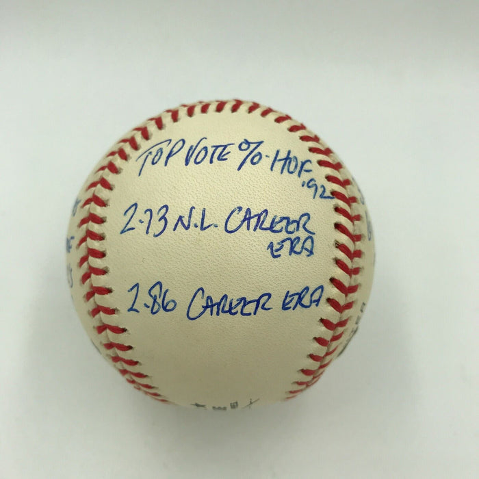 Rare Tom Seaver Signed Heavily Inscribed Career STAT Baseball With RJ COA