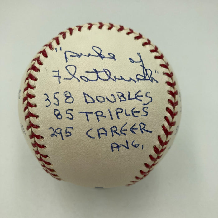 Duke Snider Signed Heavily Inscribed Career STAT Baseball Reggie Jackson COA