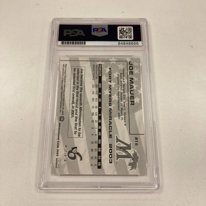 Joe Mauer Signed 2003 Fort Myers Miracle Grandstand RC PSA DNA