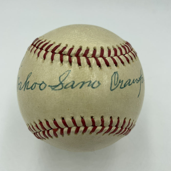 Beautiful Wahoo Sam Crawford Single Signed Baseball PSA DNA COA