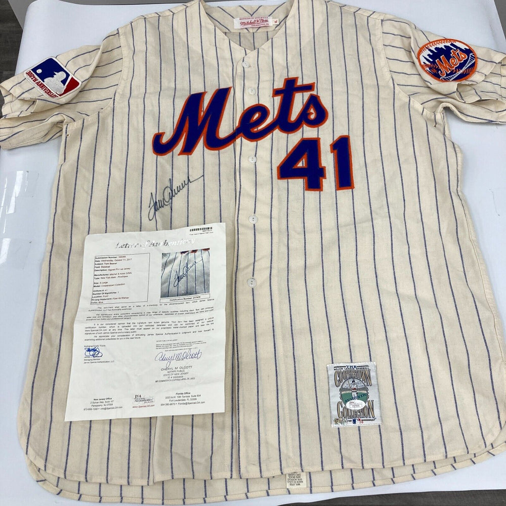 Beautiful Tom Seaver Signed New York Mets Mitchell & Ness Jersey Auto JSA COA