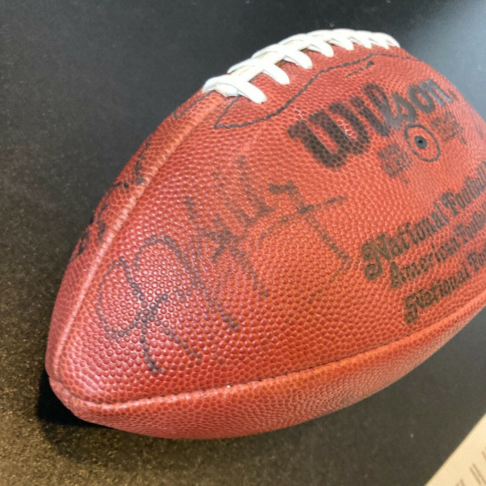John Elway Dan Marino Jim Kelly Quarterback Greats Signed Game Football JSA COA