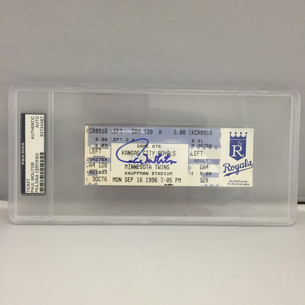 Rare Paul Molitor Signed 3,000 Hit Game Ticket 9-16-1996 PSA DNA Slabbed Auto