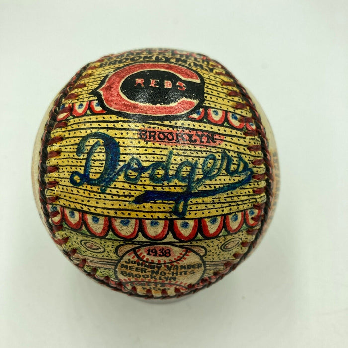 Johnny Vander Meer 2 Straight No Hitters George Sosnak Folk Art Signed Baseball