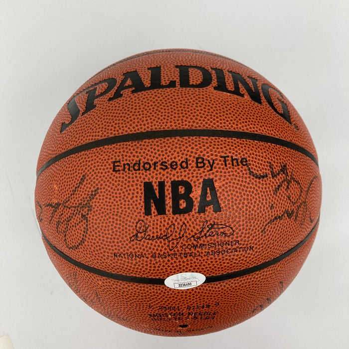1998-99 San Antonio Spurs NBA Champs Team Signed Basketball Tim Duncan JSA COA