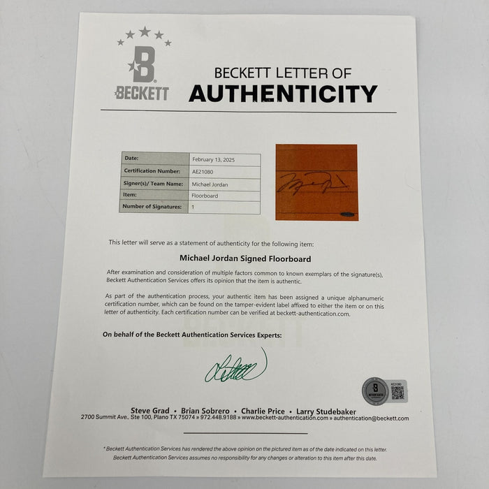 Michael Jordan Signed Chicago Bulls Game Used Floor UDA Upper Deck & Beckett COA