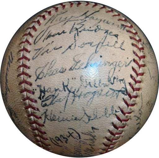 Beautiful 1934 Detroit Tigers American League Champs Team Signed Baseball PSA