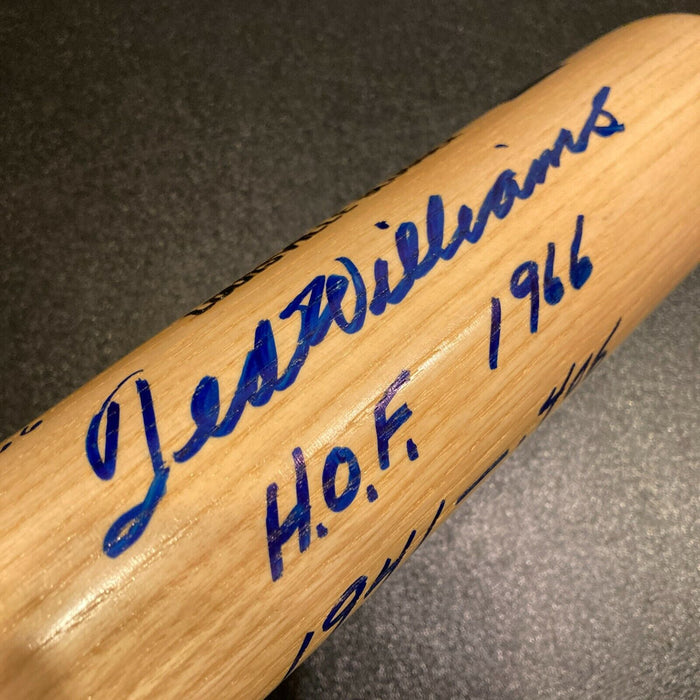 Ted Williams Signed Heavily Inscribed Career STAT Baseball Bat JSA Graded MINT 9