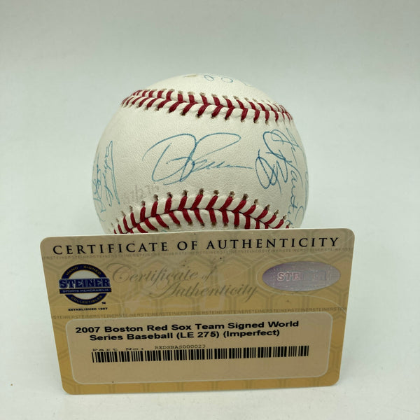 2007 Boston Red Sox World Series Champs Team Signed W.S. Baseball Steiner COA