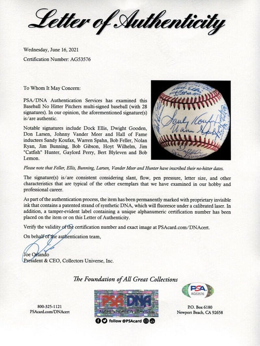 The Finest No Hitter Pitchers Signed Baseball W/ Inscriptions Sandy Koufax PSA