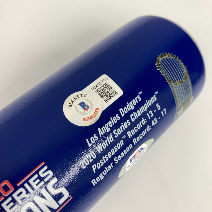 Julio Urias & Austin Barnes Signed 2020 Los Angeles Dodgers World Series Bat PSA