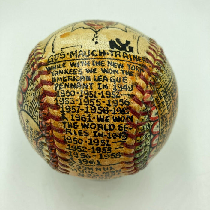 Beautiful Mickey Mantle Hand Painted George Sosnak Folk Art Signed Baseball