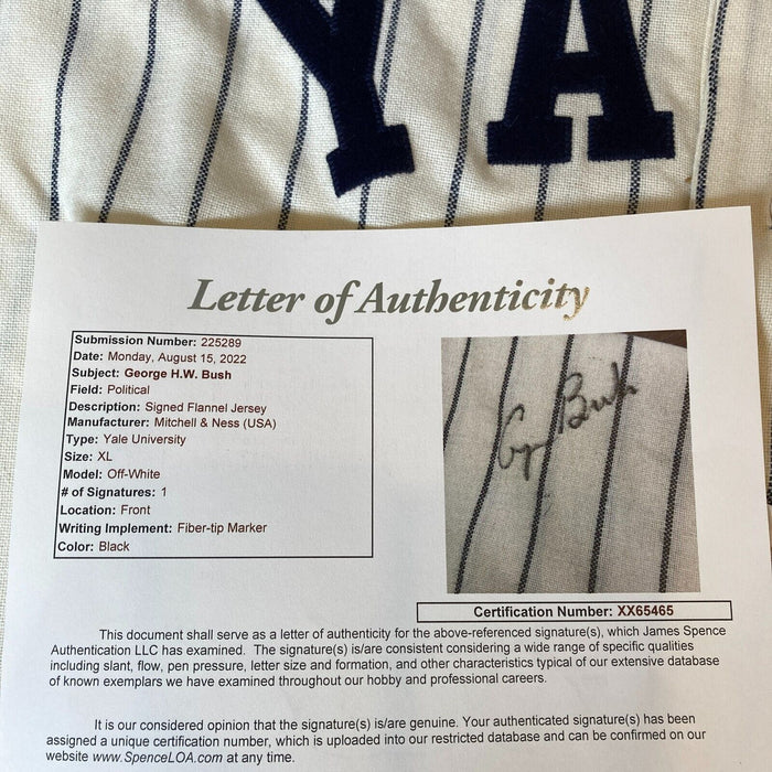 President George Bush Signed Mitchell & Ness Yale University Jersey JSA COA