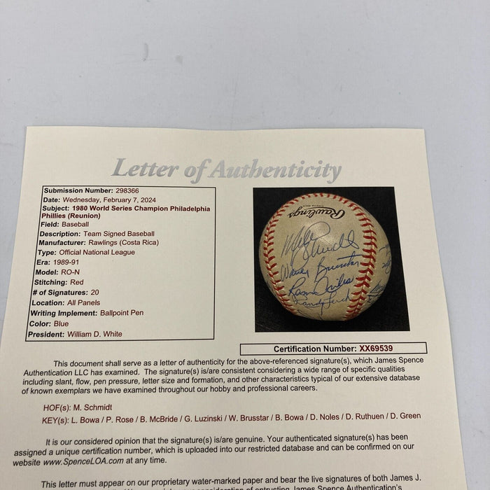 1980 Philadelphia Phillies World Series Champs Team Signed Baseball With JSA COA