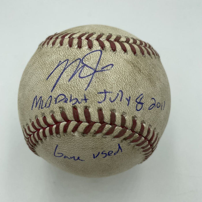 Mike Trout MLB Debut Game Used Signed Inscribed Baseball 7-8-2011 MLB Authentic