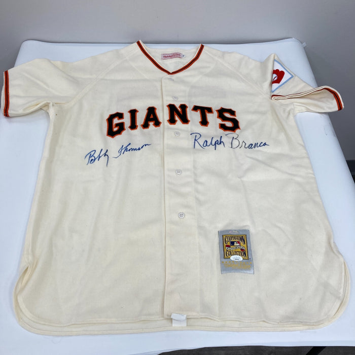 Bobby Thomson & Ralph Branca Signed New York Giants Mitchell & Ness Jersey JSA