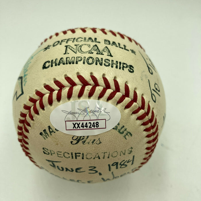 1984 Michigan Wolverines Team Signed College World Series Game Baseball JSA COA