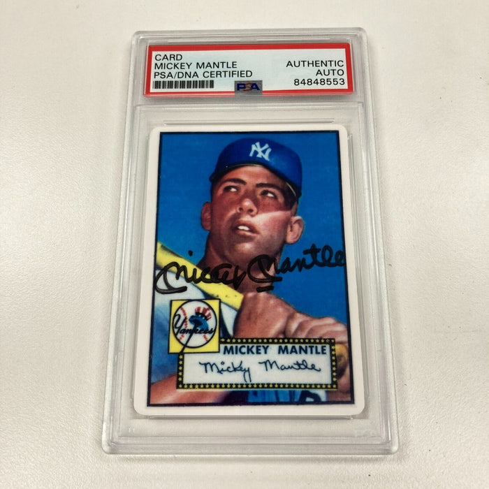 1952 Topps Mickey Mantle Signed Porcelain Baseball Card RC PSA DNA Certified