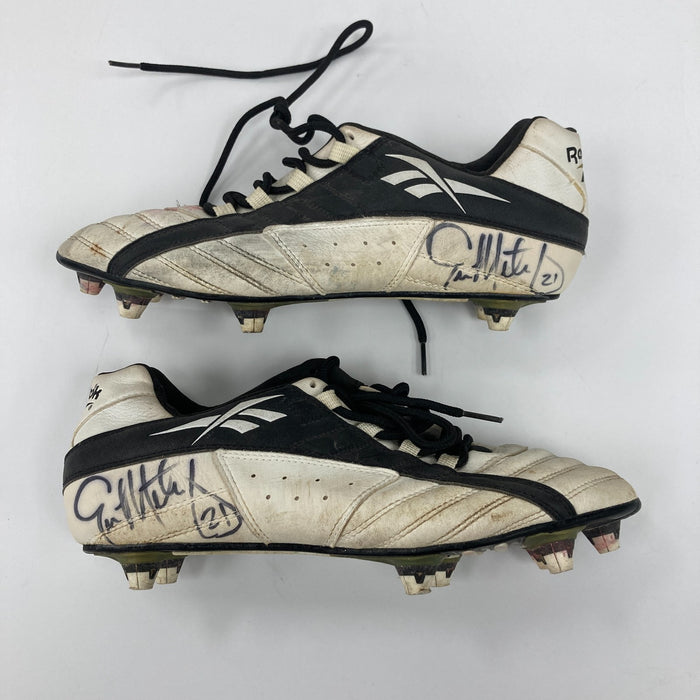 Eric Metcalf Signed Game Used Football Cleats Shoes 2 Signatures