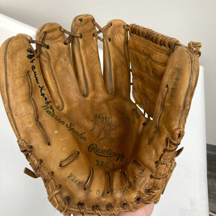 Warren Spahn Signed 1950's Game Model Baseball Glove JSA COA