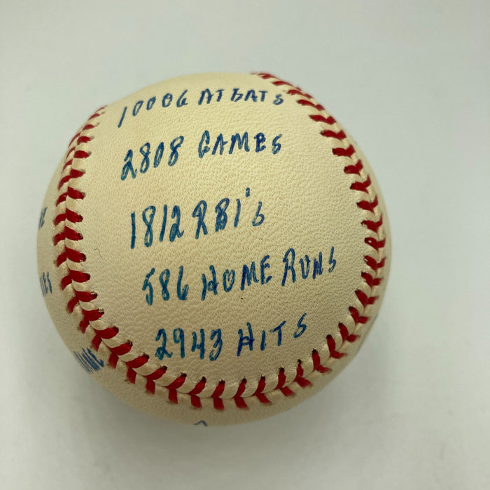 Frank Robinson Signed Heavily Inscribed Career STAT Baseball Reggie Jackson COA