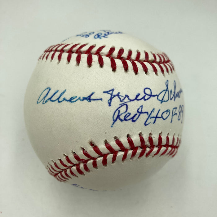 Red Schoendienst Full Name Signed Heavily Inscribed Stat Baseball JSA COA