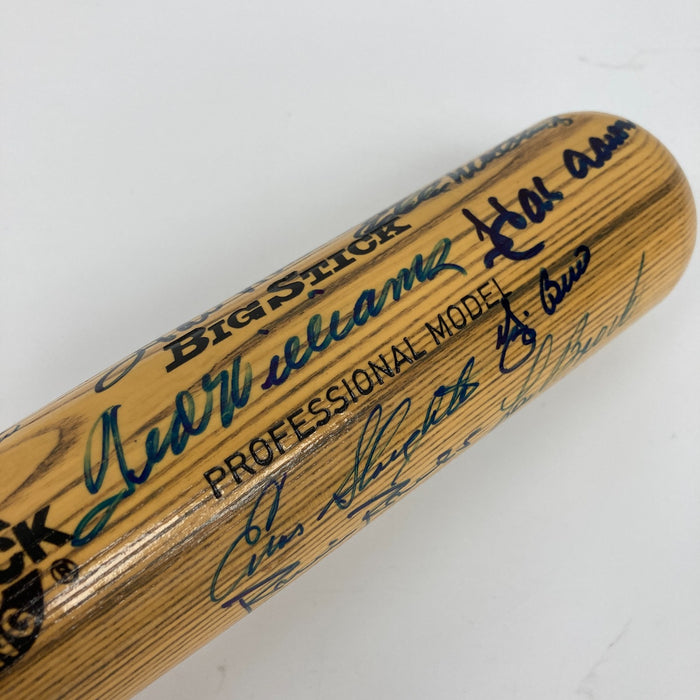 Beautiful Hall Of Fame Multi Signed Bat 34 Sigs Ted Williams Hank Aaron JSA COA