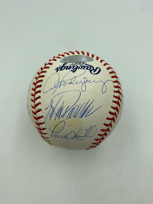 Yankees All Time Legends Signed Baseball Derek Jeter Rivera Mattingly Steiner