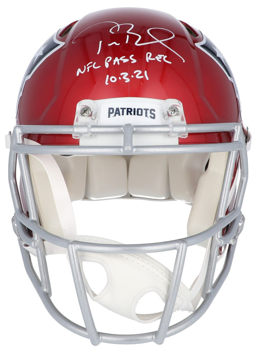 Tom Brady  NFL Pass Record  10/3/21 Signed New England Patriots Helmet Fanatics