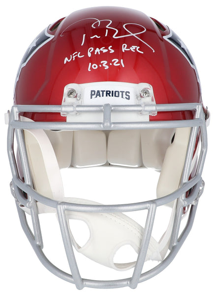 Tom Brady  NFL Pass Record  10/3/21 Signed New England Patriots Helmet Fanatics