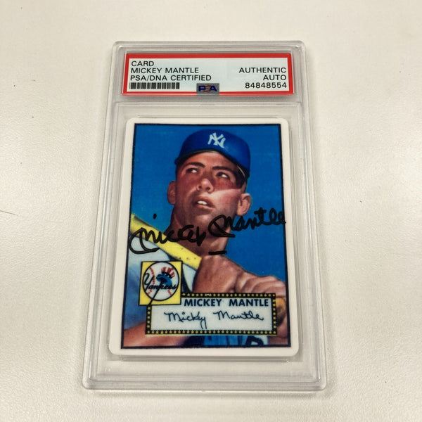 1952 Topps Mickey Mantle Signed Porcelain Baseball Card RC PSA DNA Certified